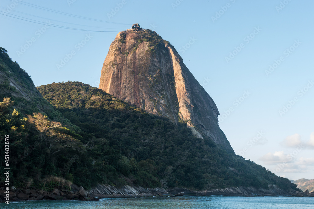 sugarloaf mountain seen from Urca's Red Beach in Rio de Janeiro.