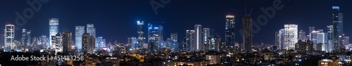Tel Aviv And Ramat Gan Skyline At Night, Tel Aviv Cityscape, Israel