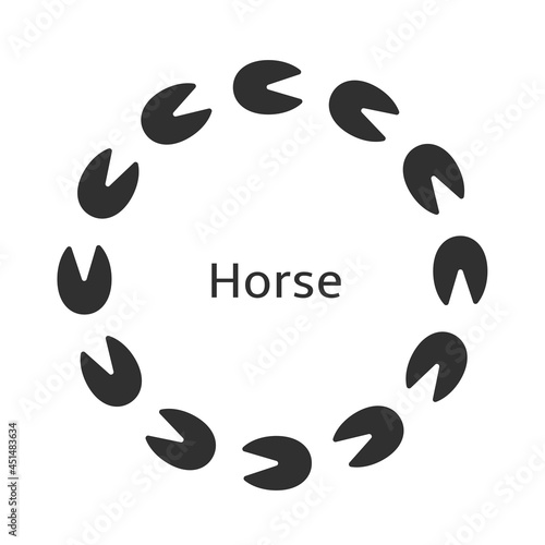 Footpath trail of horse. Sketch design modern web art doodle style