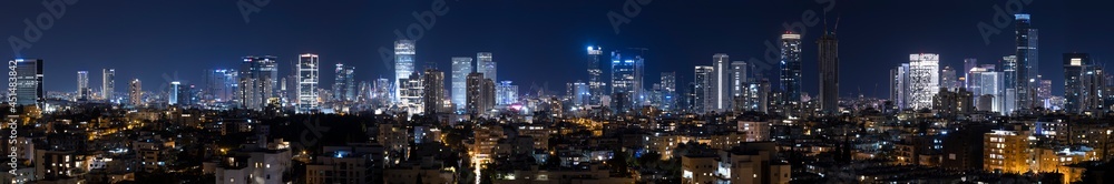 Tel Aviv And Ramat Gan Skyline At Night, Tel Aviv Cityscape, Israel Tel Aviv And Ramat Gan Skyline At Night, Tel Aviv Cityscape, Israel
