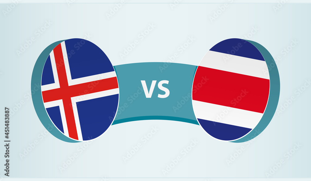 Iceland versus Costa Rica, team sports competition concept. Iceland versus Costa Rica, team sports competition concept.