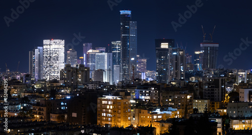 Tel Aviv And Ramat Gan Skyline At Night,  Tel Aviv Cityscape, Israel