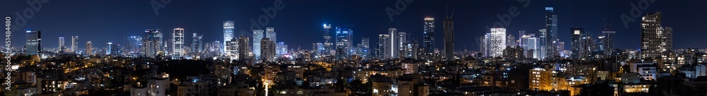 Tel Aviv And Ramat Gan Skyline At Night,  Tel Aviv Cityscape, Israel