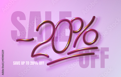 Up To 20 off sale banner, promotion flyer, marketing label. Vector