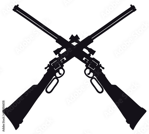 The black silhouette of two recent small revolver repeating rifles with optical sights