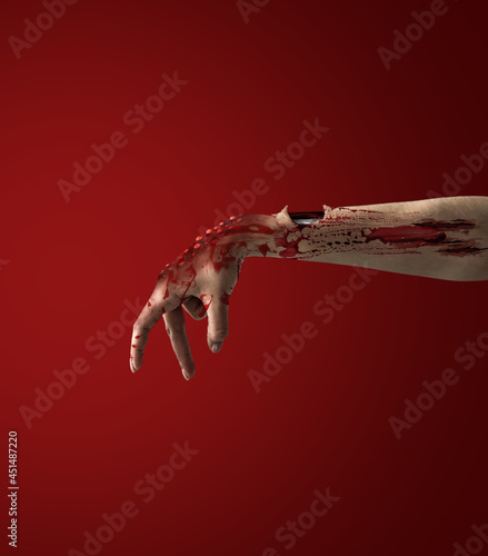 Monster's hand covered with...