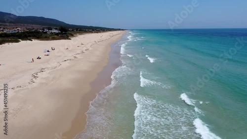 Aerial view with drone of Bolonia beach in Cadiz