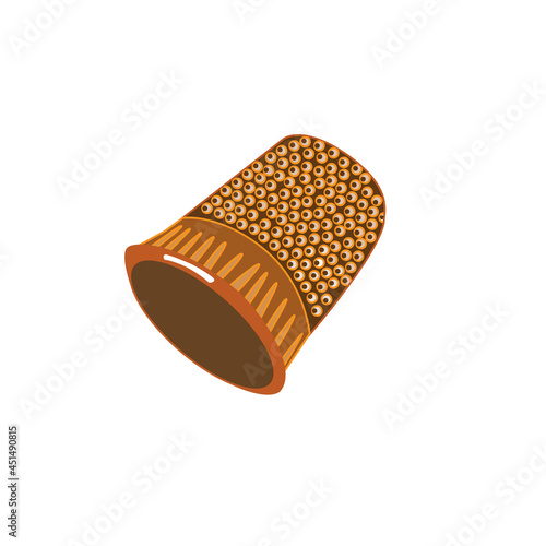 Vector color hand-drawn thimble illustration. Side view. Isolated on a white background.