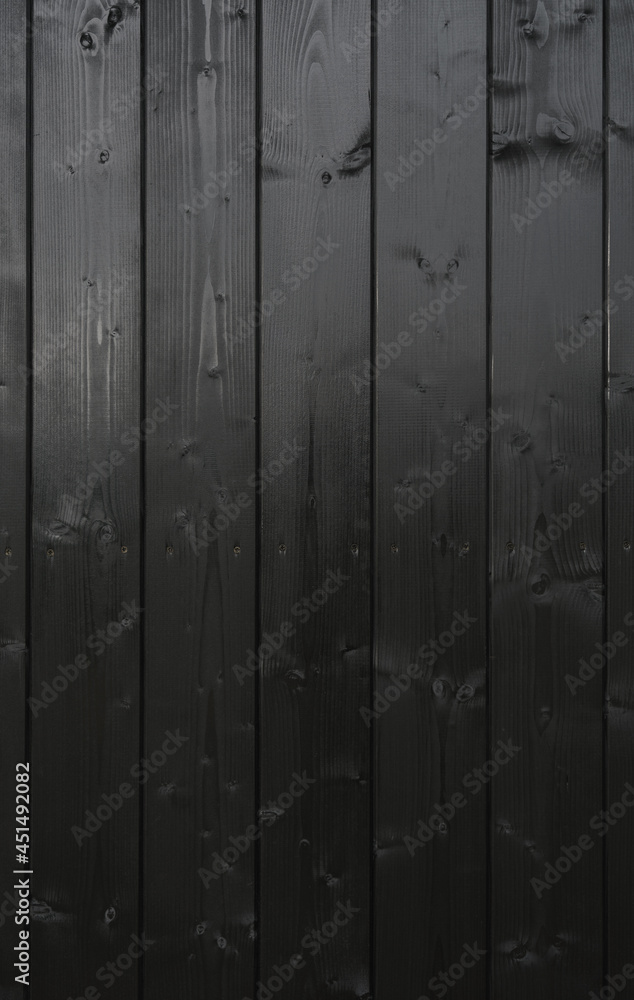 Fototapeta premium Vertical Black Painted wooden panels background with copy space