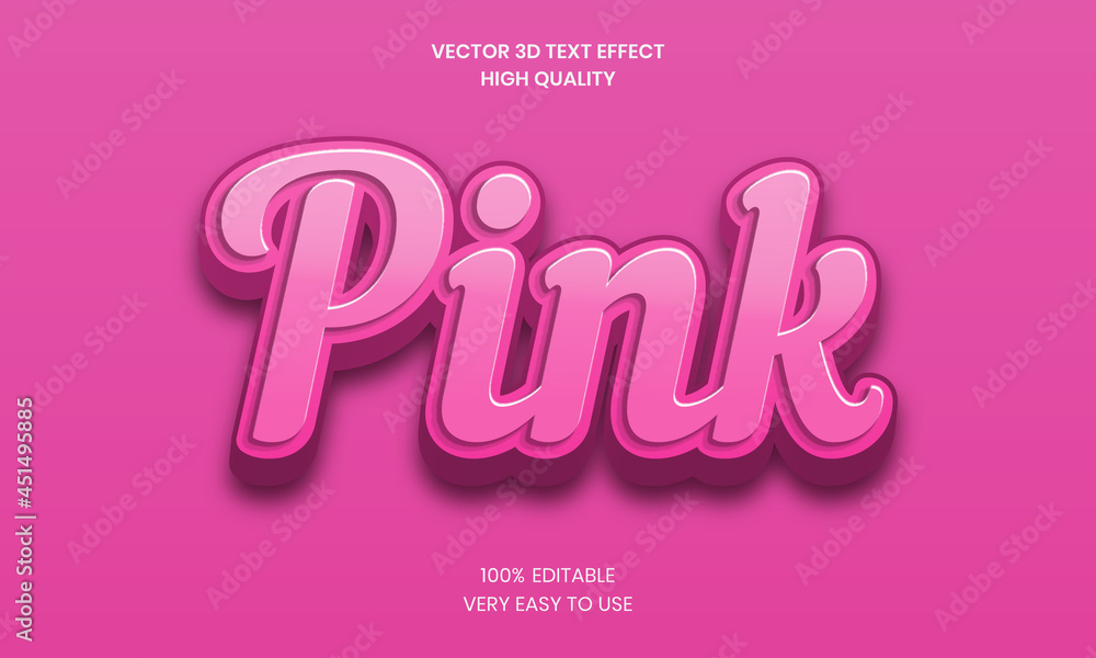 Editable 3D Text Effect  Style, Shiny, Pink color Text Style
