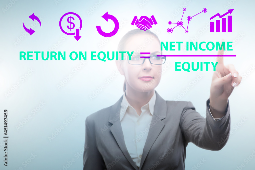 Businesswoman in return on equity concept Businesswoman in return on equity concept