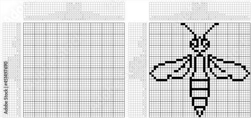 Honey Bee Icon Nonogram Pixel Art M_2108001