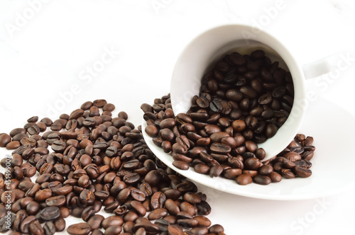 Bunch of coffee bean brown roasted isolated on white background