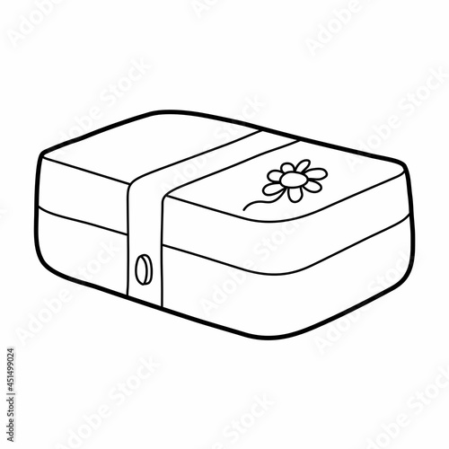 simple lunch box lineart vector illustration icon design template with doodle hand drawn style for education and coloring book