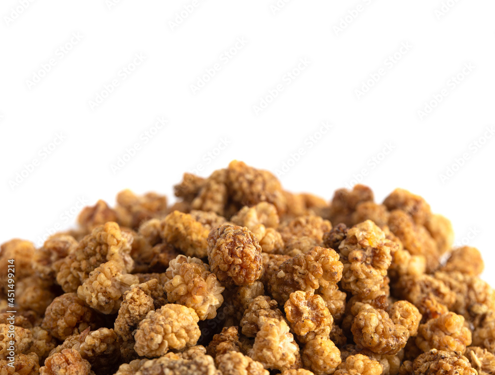 Dried Mulberries on a White Background Dried Mulberries on a White Background