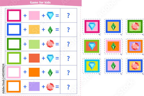  Logic game for children. Fold the elements and choose the answer from the options