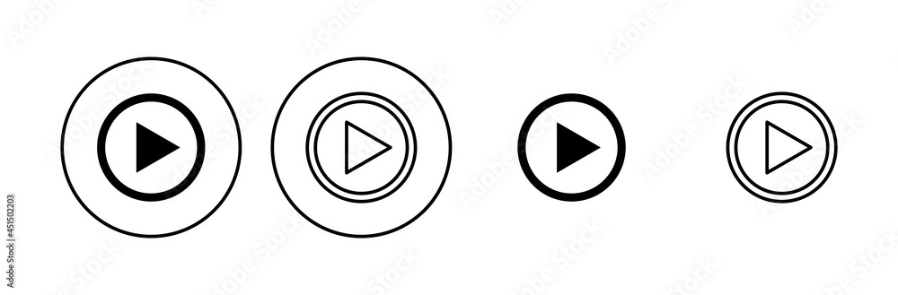 Play Icon set. Play button vector icon Play Icon set. Play button vector icon