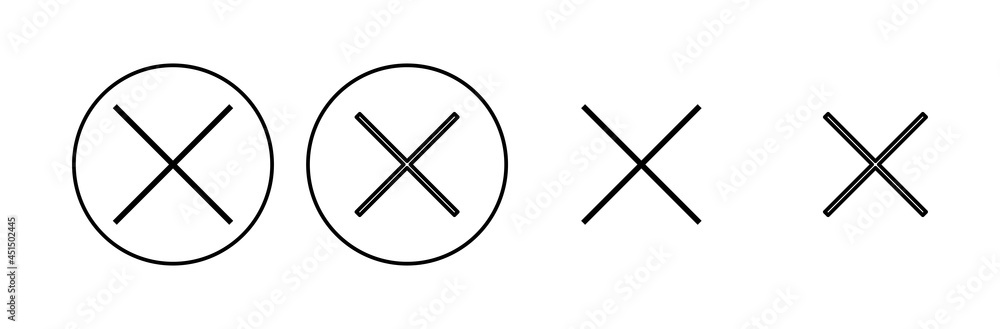 Close icon set. Delete icon vector. cross sign Close icon set. Delete icon vector. cross sign