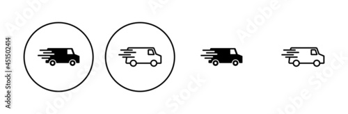 Fast shipping delivery truck icon set. Delivery truck icon. fast delivery icon