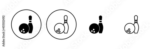 Bowling icon set. bowling ball and pin icon. bowling pins
