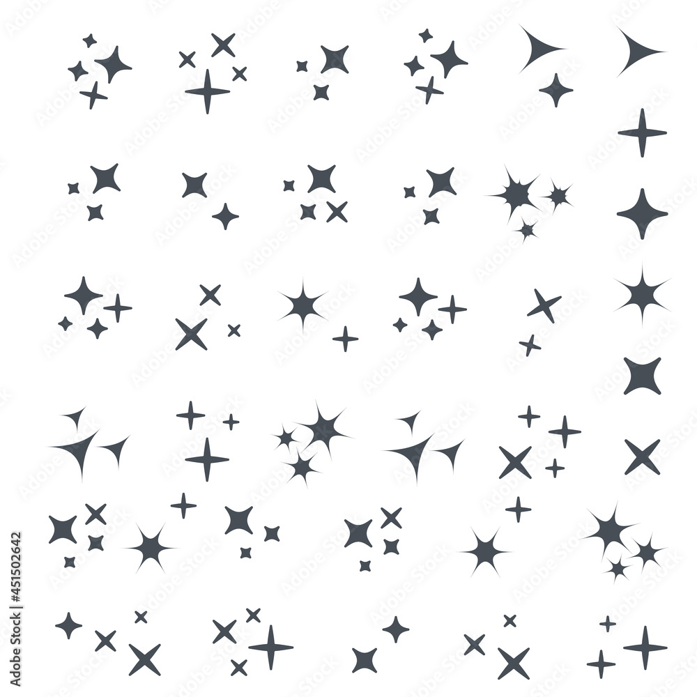 Black sparkles, glowing light effect stars and bursts vector set.