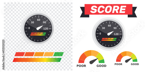 Credit score indicators and gauges vector set