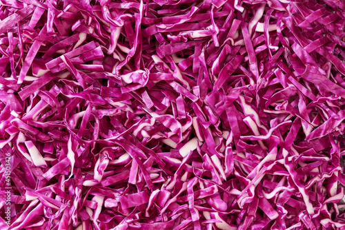 sliced red cabbage details close up. Red cabbage pattern closeup.