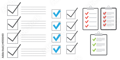 Clipboard checklist flat design. Check list vector illustration
