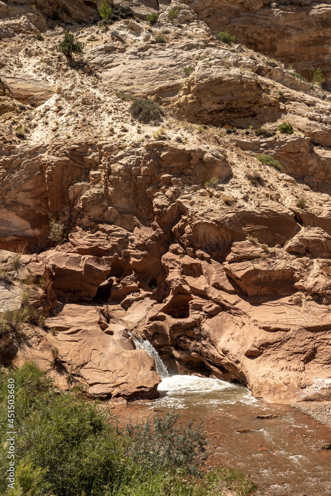 Small Water Fall Through Sandstone Cliffs