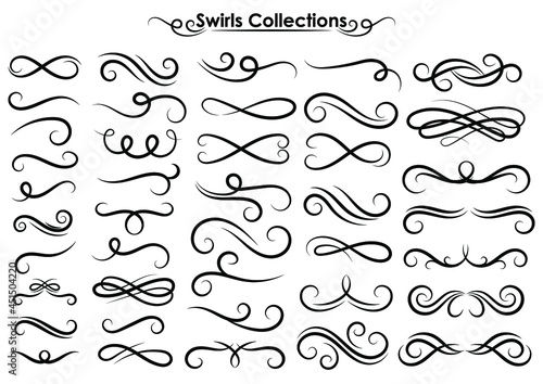 Set of Swirls ornaments vector graphic for border, frame, title, header page, tattoo. Eps 10