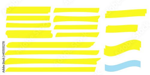 Yellow highlight marker lines. Highlighter strokes and drawing design.