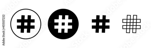 Hashtag icons set. black hashtag icon