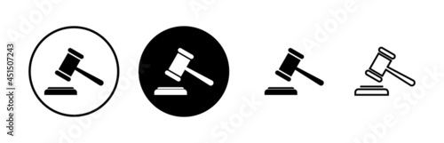 Gavel icons set. Hammer icon vector. Judge Gavel Auction Icon Vector. Bid