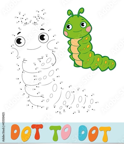 Dot to dot puzzle. Connect dots game. caterpillar vector illustration