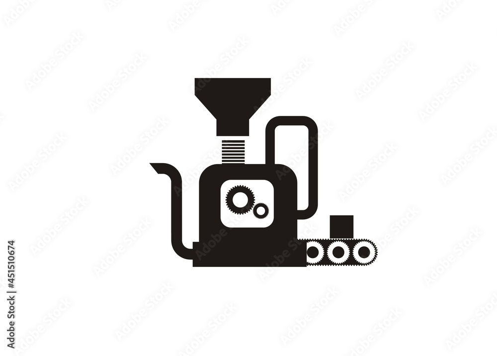 Obraz premium Processing unit simple illustration in black and white.