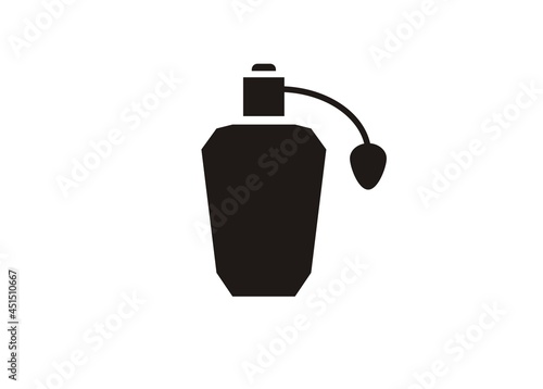 Perfume bottle simple illustration in black and white.