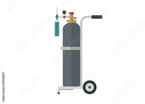 Oxygen tube and its trolley.