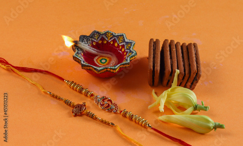 Colorful group of items in Rakhi ritual, Raksha Bandhan is the sole religious festival dedicated to the relationship between Brothers and sisters in Hinduism,Sikhism,Jainism and Buddhism in India.
 photo