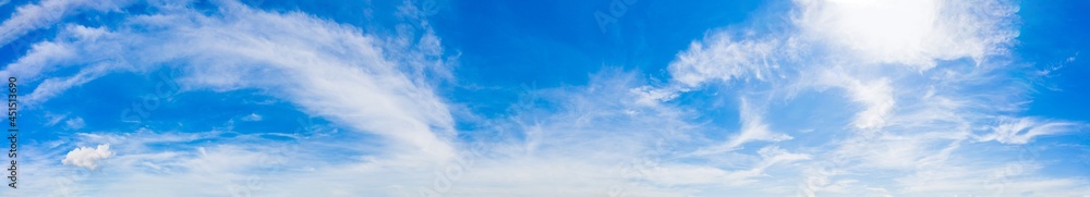 Supersize panorama blue sky with clouds on the sky as background. 