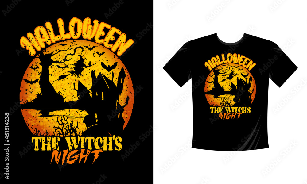 Halloween the witch s night. Halloween 2020 t-shirt design template. Happy Halloween t-shirt design template easy to print all-purpose for man, women, and children Halloween the witch s night. Halloween 2020 t-shirt design template. Happy Halloween t-shirt design template easy to print all-purpose for man, women, and children
