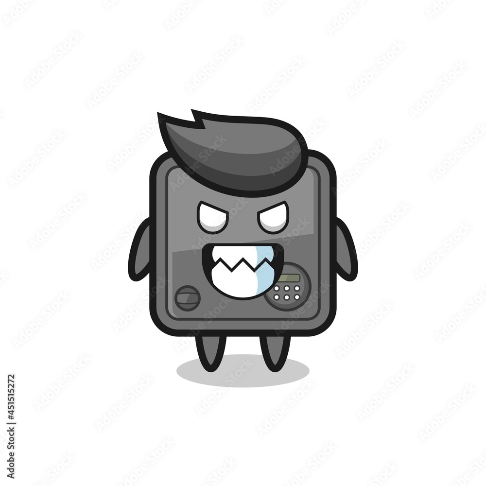 evil expression of the safe box cute mascot character evil expression of the safe box cute mascot character