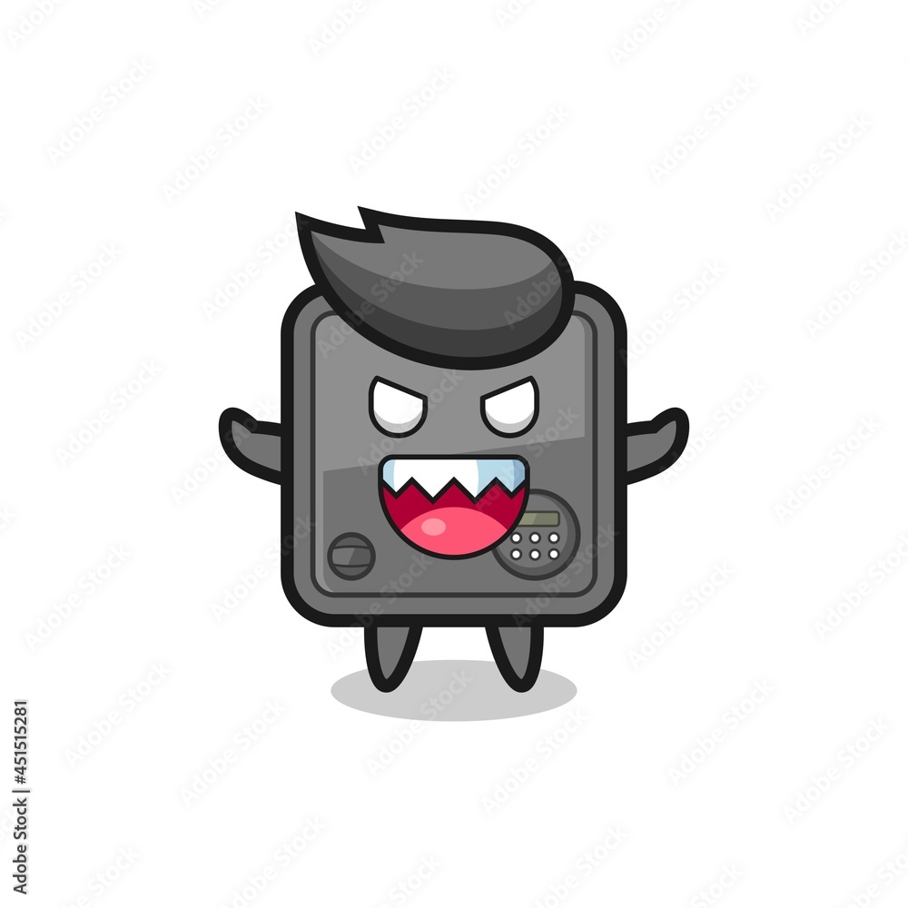 illustration of evil safe box mascot character illustration of evil safe box mascot character