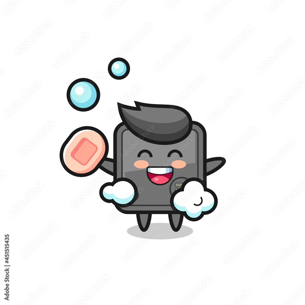 safe box character is bathing while holding soap safe box character is bathing while holding soap