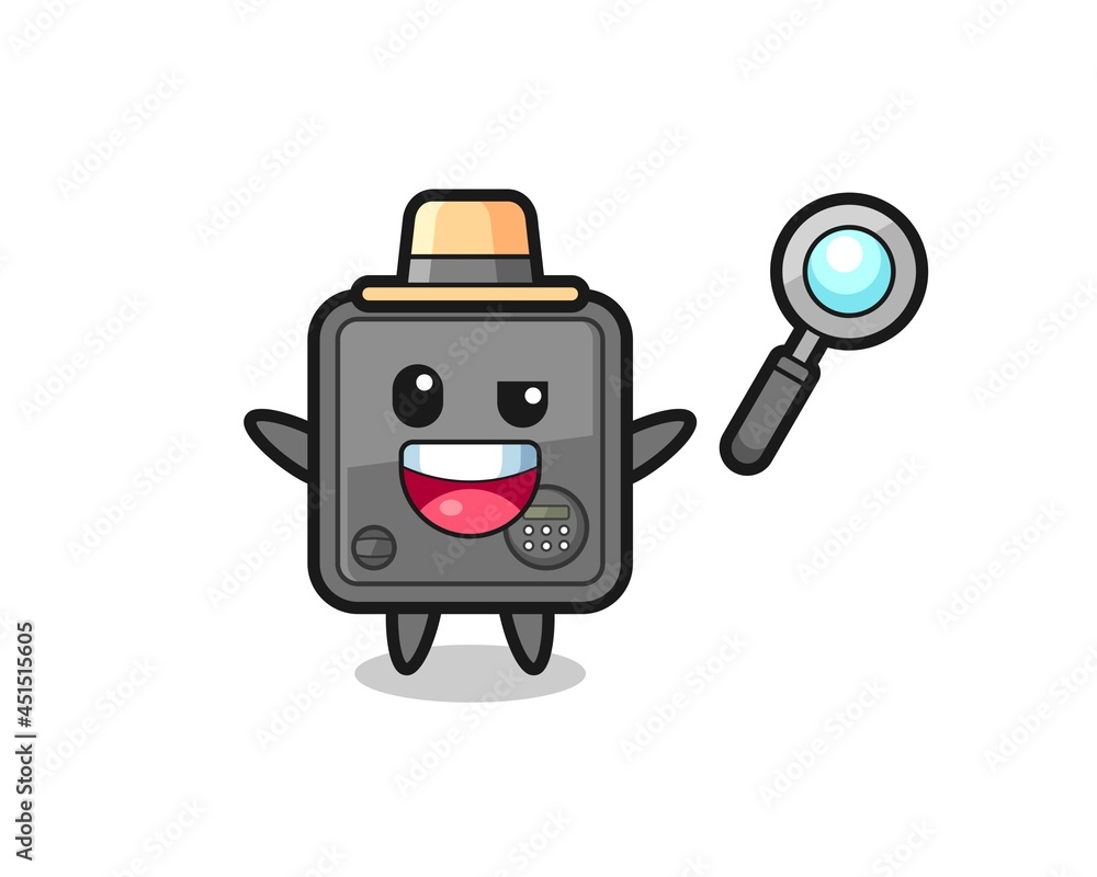 illustration of the safe box mascot as a detective who manages to solve a case illustration of the safe box mascot as a detective who manages to solve a case