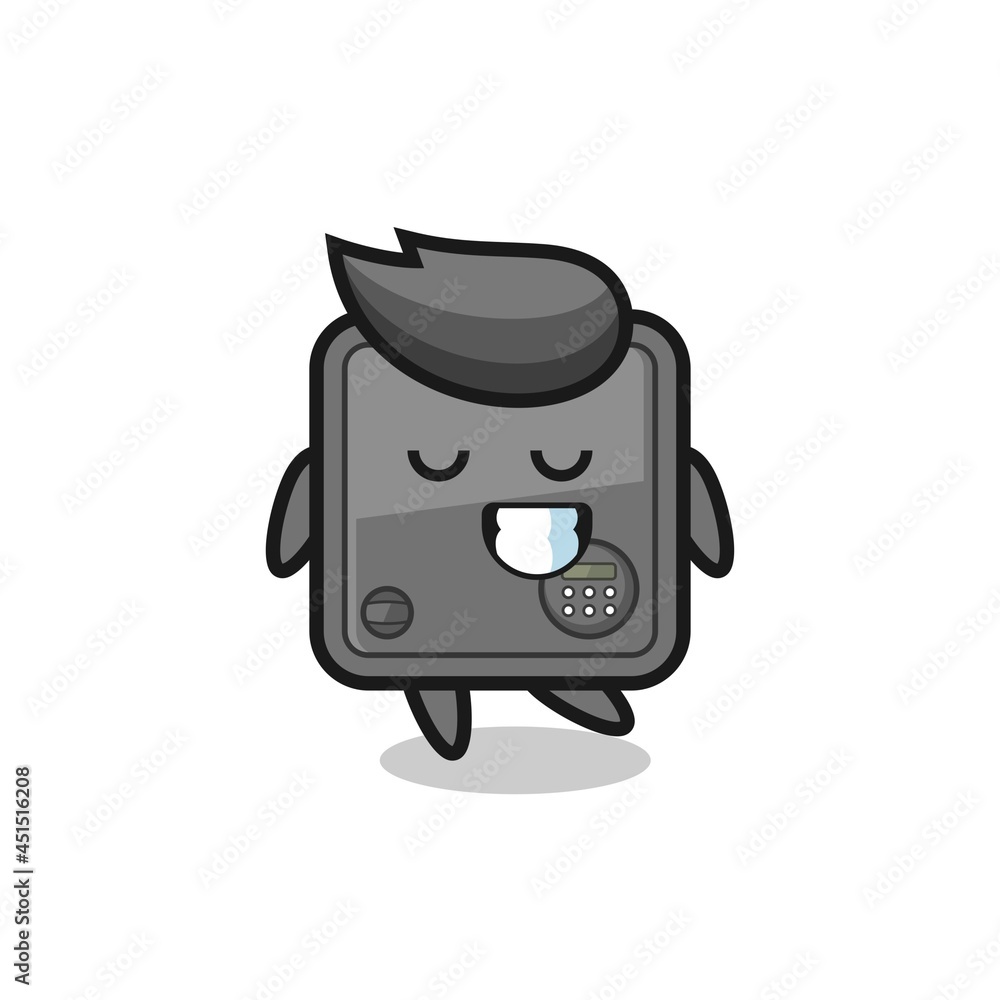 safe box cartoon illustration with a shy expression safe box cartoon illustration with a shy expression