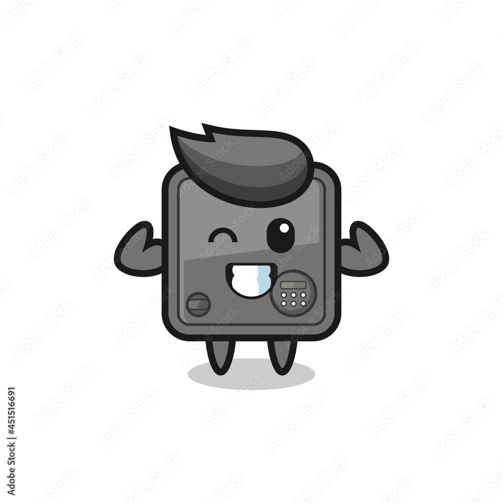 the muscular safe box character is posing showing his muscles the muscular safe box character is posing showing his muscles