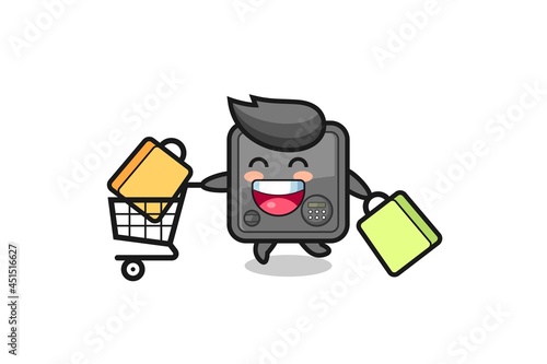 black Friday illustration with cute safe box mascot