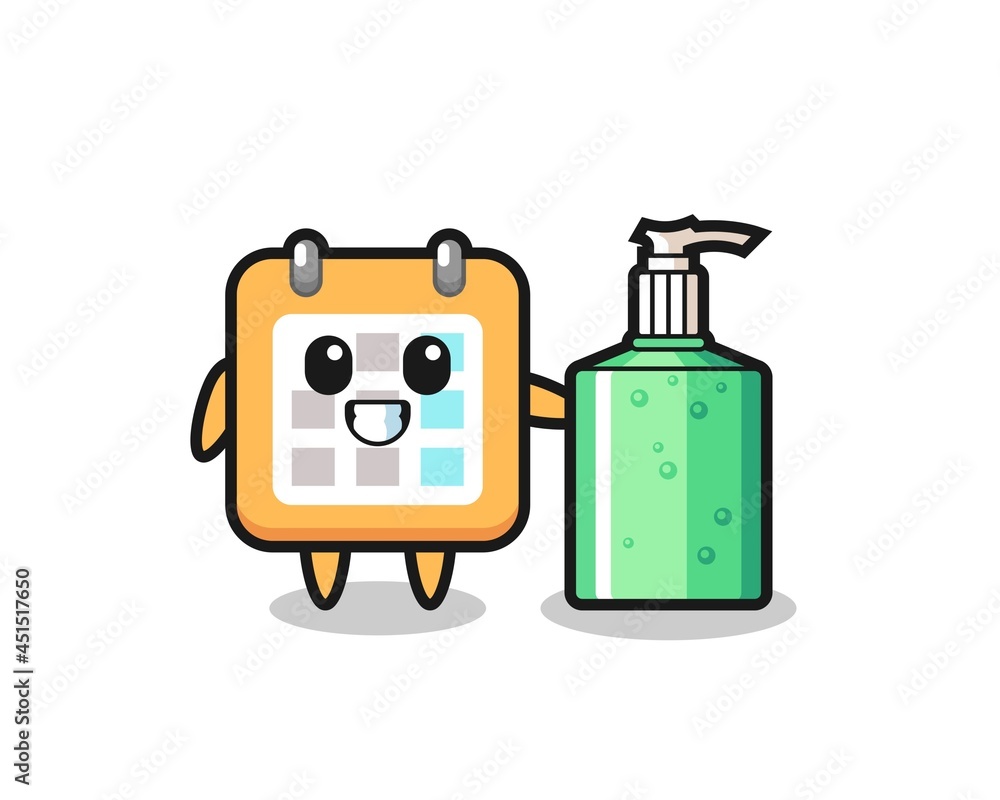 cute calendar cartoon with hand sanitizer cute calendar cartoon with hand sanitizer
