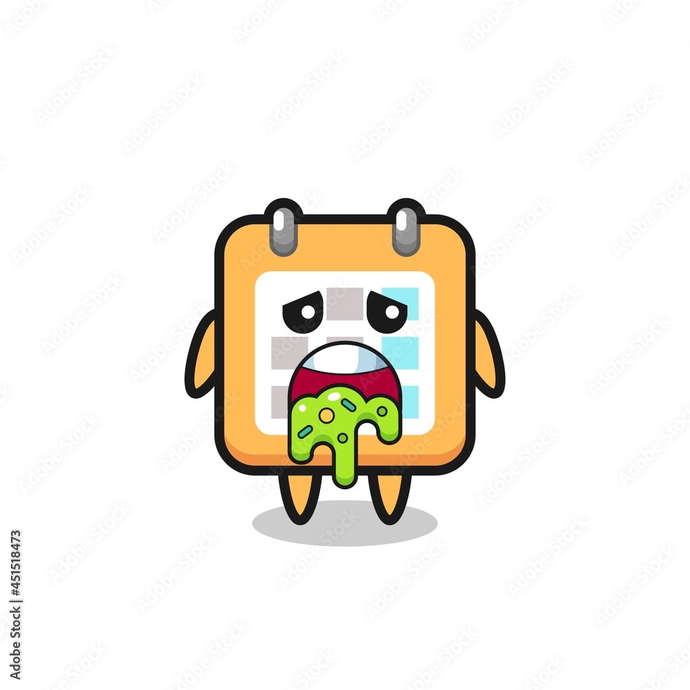 the cute calendar character with puke the cute calendar character with puke