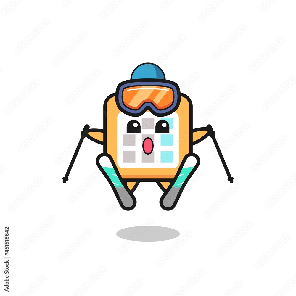 calendar mascot character as a ski player calendar mascot character as a ski player
